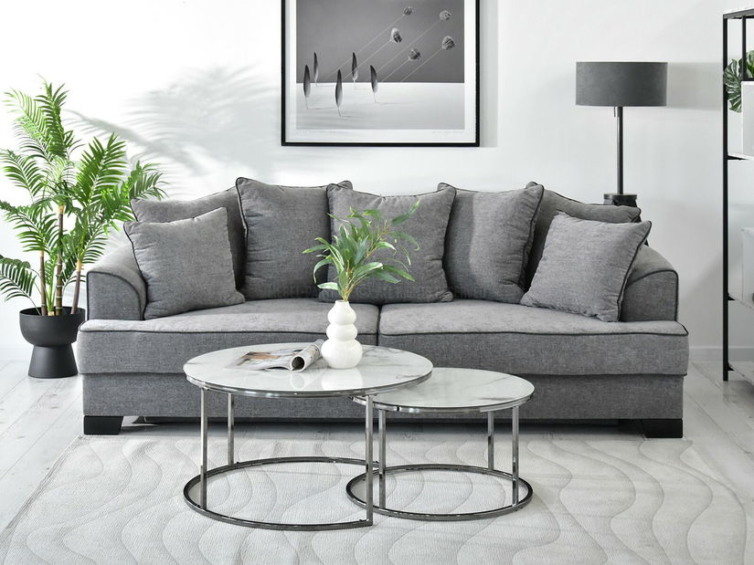 Măsuță de cafea Grande (marmură albă + negru)