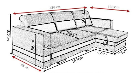 Rohová sedačka Raeann (tmavosivá + svetlosivá) (P)