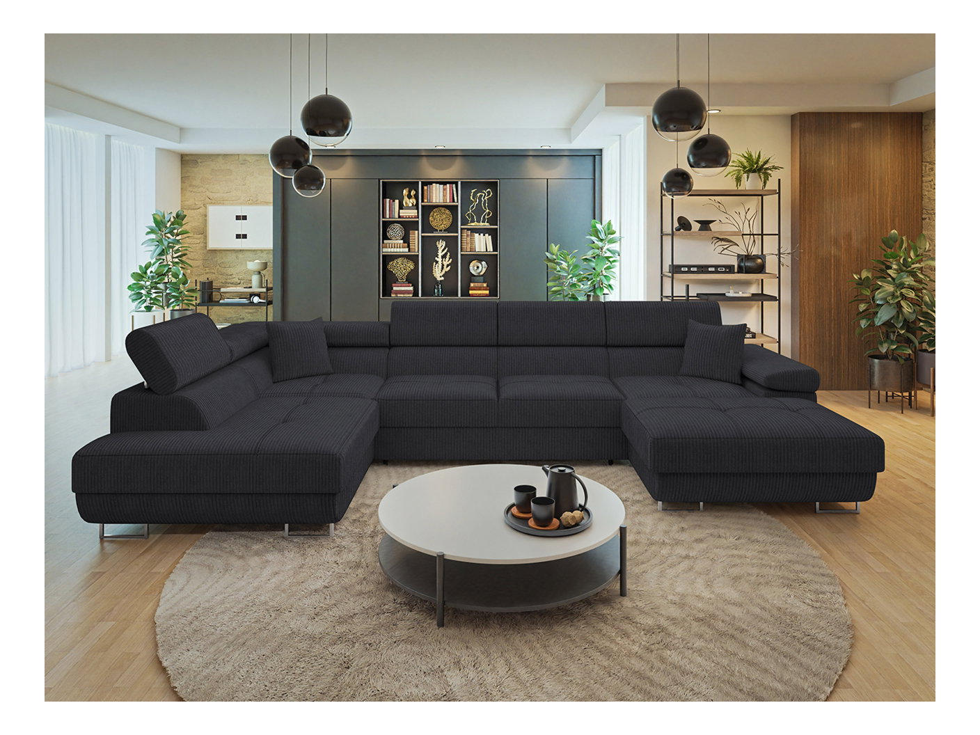 Rohová sedačka U Terazuro Bis S (tmavosivá) (s úl. priestorom) (L)