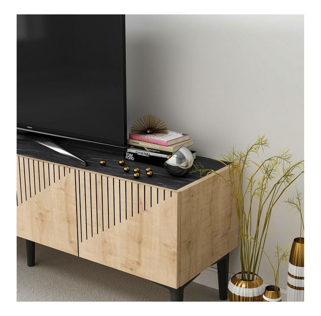 TV stolić/ormarić Tomune 4 (zafirov hrast + crni mramor)