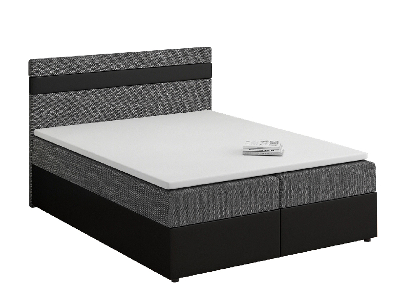 Bračni krevet Boxspring 160x200 cm Mimosa Comfort (sivi melir + crna) (s podnicom i madracem)
