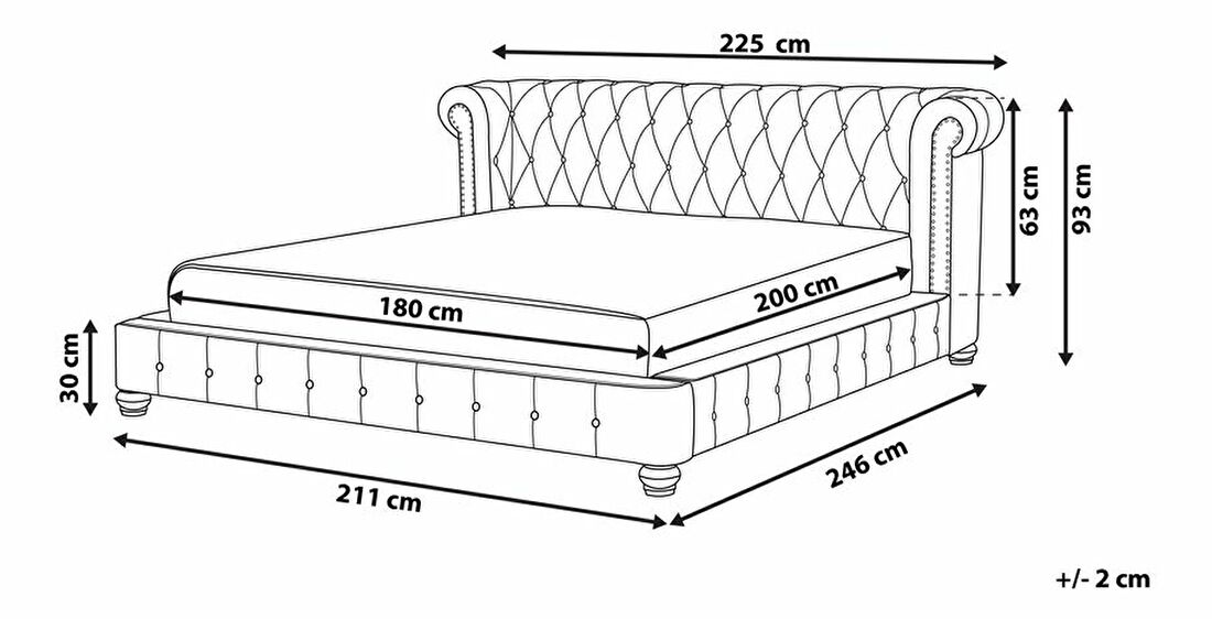 Manželská posteľ 180 cm CAVILLA (s roštom) (sivá)