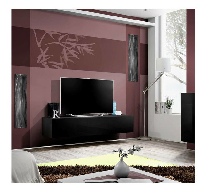 TV stolík/skrinka Ferryhill 23 ZZ FY 30 (čierna + lesk čierny)