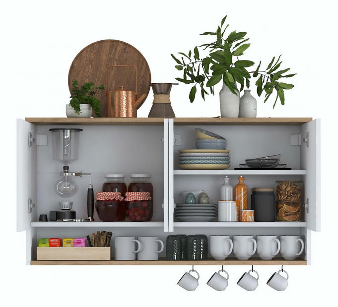 Dulap superior de bucătărie Jeano (nuc + alb)