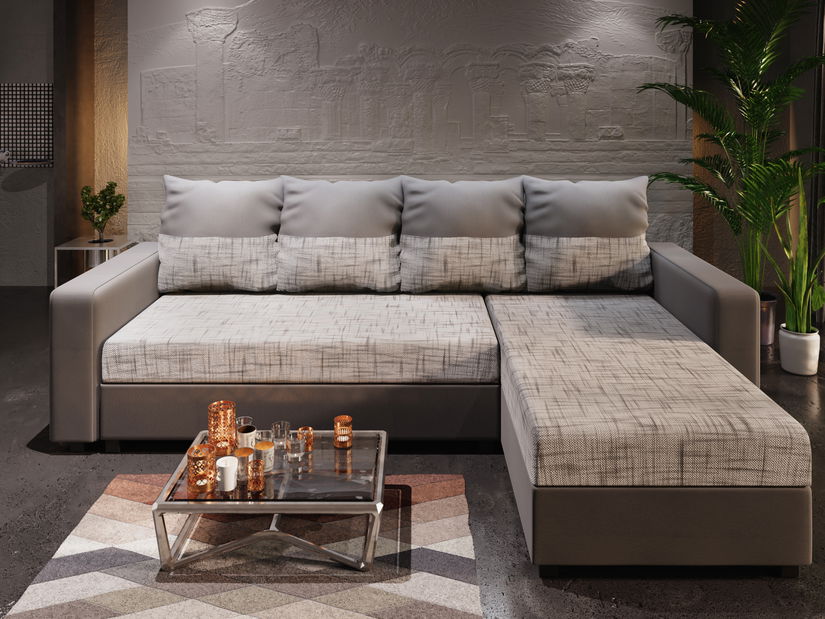 Rohová sedačka Ardait (melírovaná svetlosivá + tmavosivá) (P)