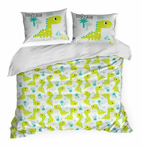 Lenjerie pat Kide 08 (verde) (1x 140x200 cm, 1x 70x80 cm) (1 buc)