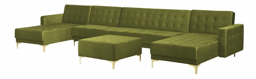 Rohová sedacia súprava s taburetkou U Aberde (zelená)