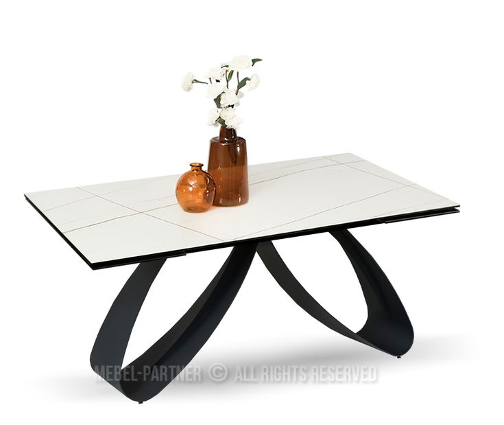 Jedálenský stôl Prego (biely mramor + čierna)