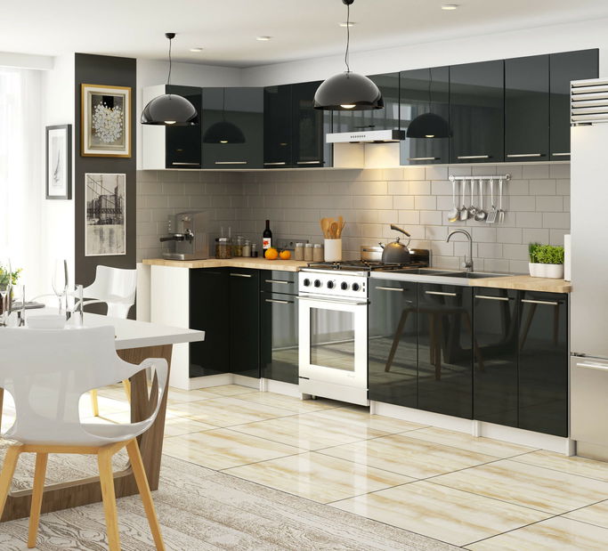 Dolná kuchynská skrinka Ozara S60 3SZ (biela + grafit lesk)