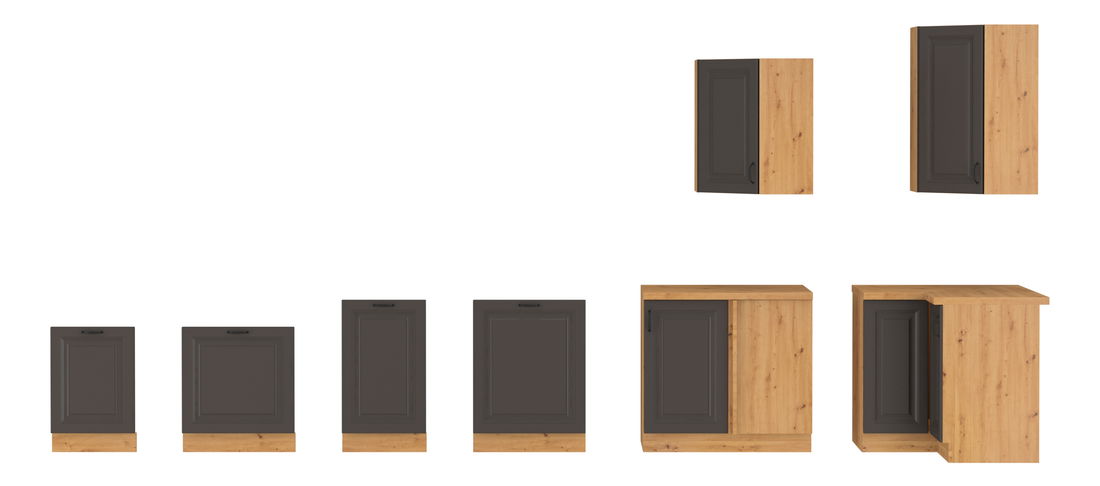 Dulap inferior bucătărie Sheila 80 D 2F BB (stejar artisan + grafit)