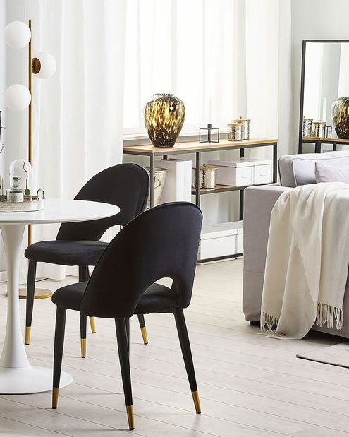 Set 2 buc. scaune pentru sufragerie MAGI (stofă) (negru)