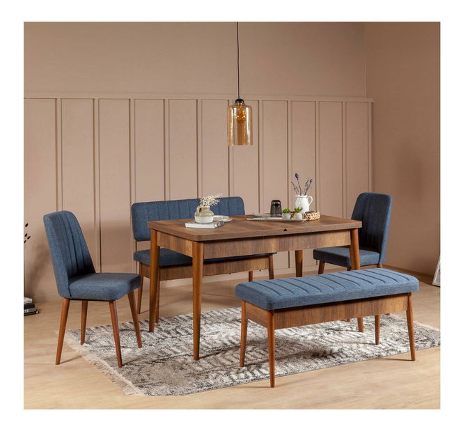 Klupa Vanessa (orah + tamnoplava)