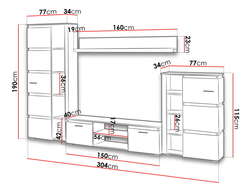 Nappali bútorsor Fabian DA01 (tölgy artisan + matera)