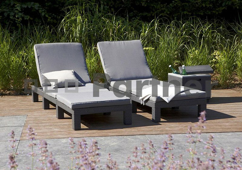 Záhradné lehátko s taburetkou Daytona Plus antracit (umelý ratan)