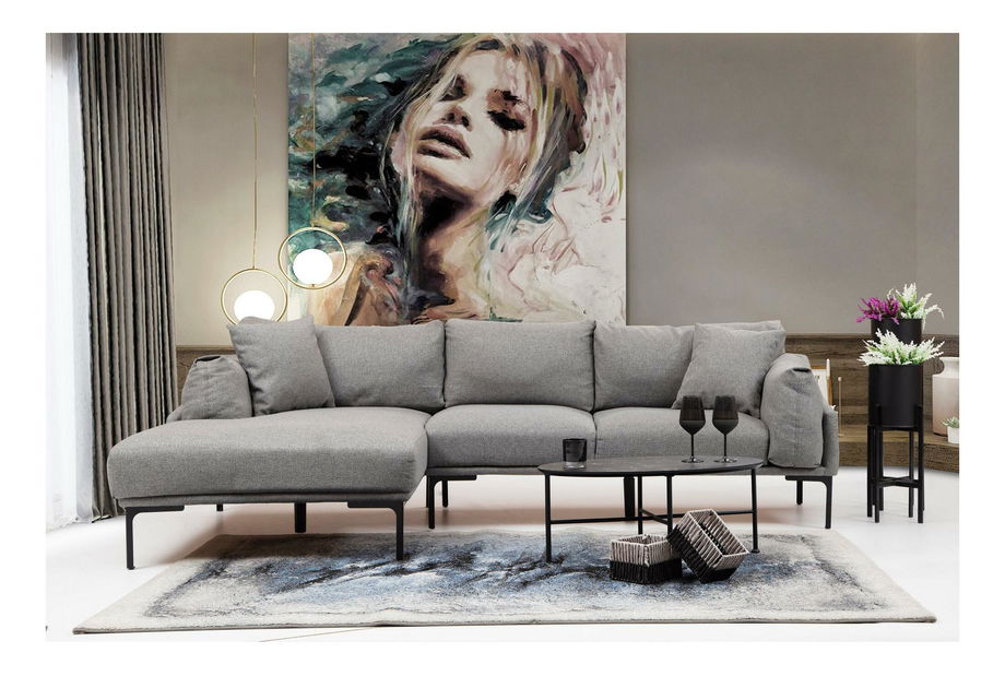 Kutna garnitura Leonero (L) (siva + crna)