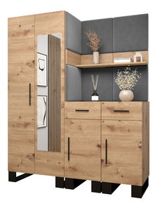 Set mobilier pentru hol Amanda 15 (Stejar artisan + gri închis)