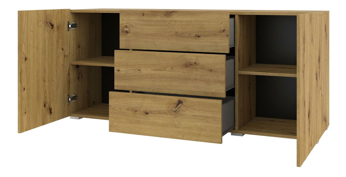 Comodă Avernic Typ 26 (negru + stejar artisan)