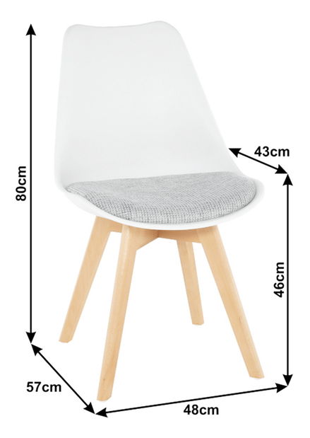 Scaun de sufragerie Damaria (alb + gri deschis)