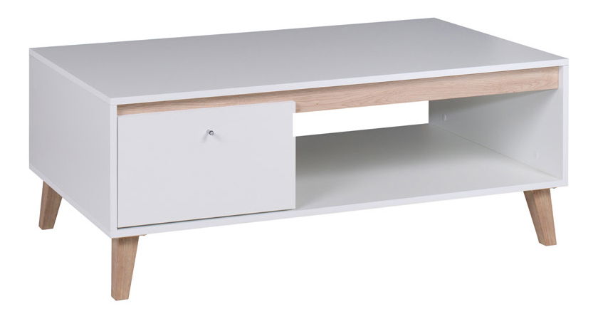 Măsuță cafea Ovio STO (Alb mat + Stejar san remo deschis)