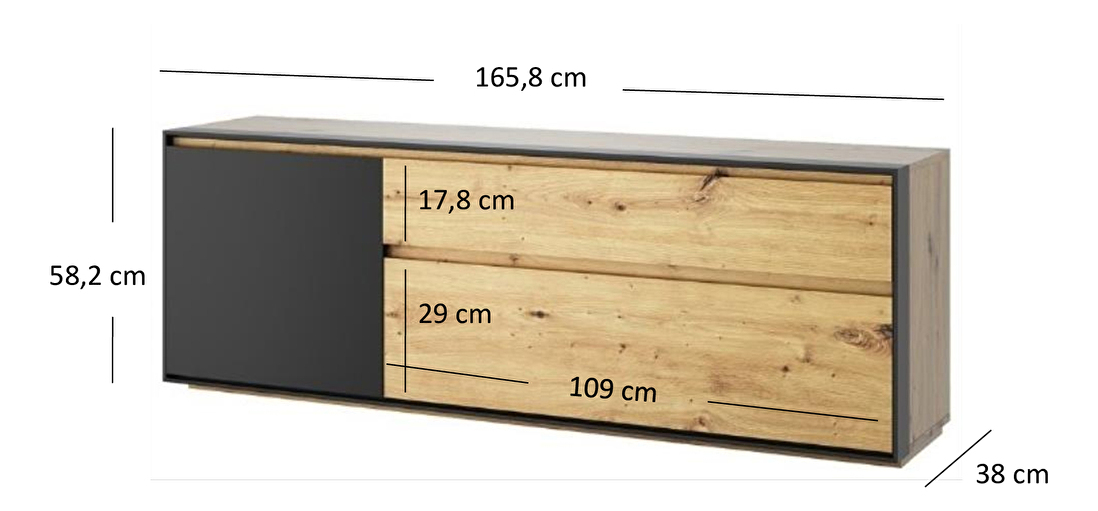 TV stolík/skrinka Bobbie (dub artisan + čierna)