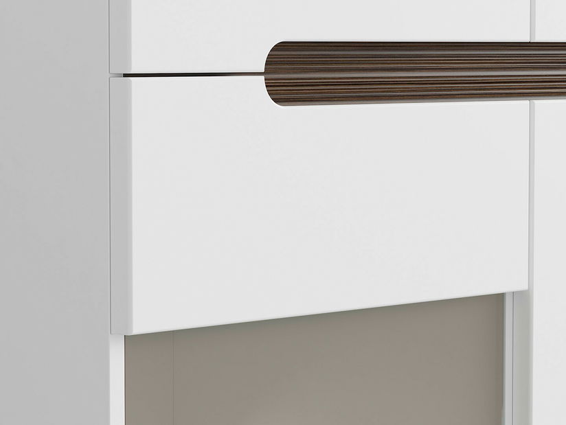 Vitrină Azteca Trio KOM2W1D3S/10/15 (alb + alb lucios) (cu iluminat)