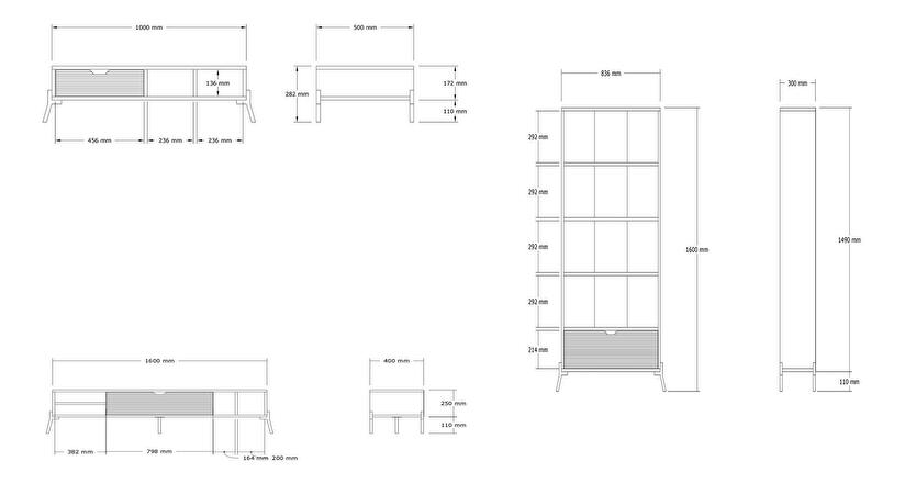 Set mobilier living Ponusetta (Stejar zafir + antracit)