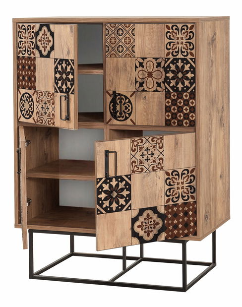 Szekrény Quanto Mosaic (atlanti fenyő + fekete + barna)