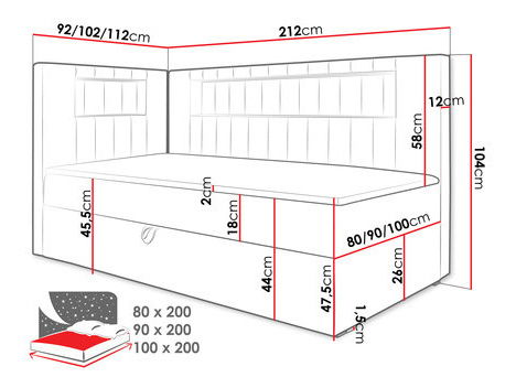 Pat de pesoană 100cm Rivaldi 3 (alb + negru)