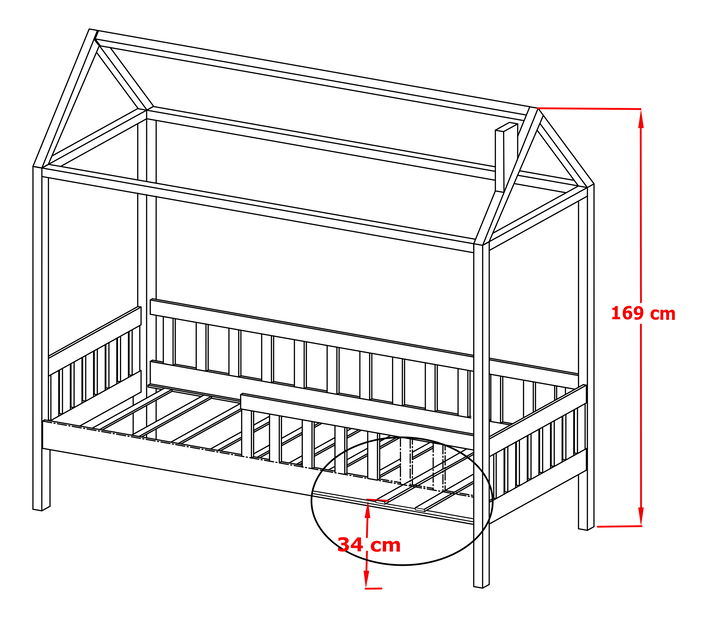Pat pentru copii 70 cm Donna (cu somieră) (grafit)