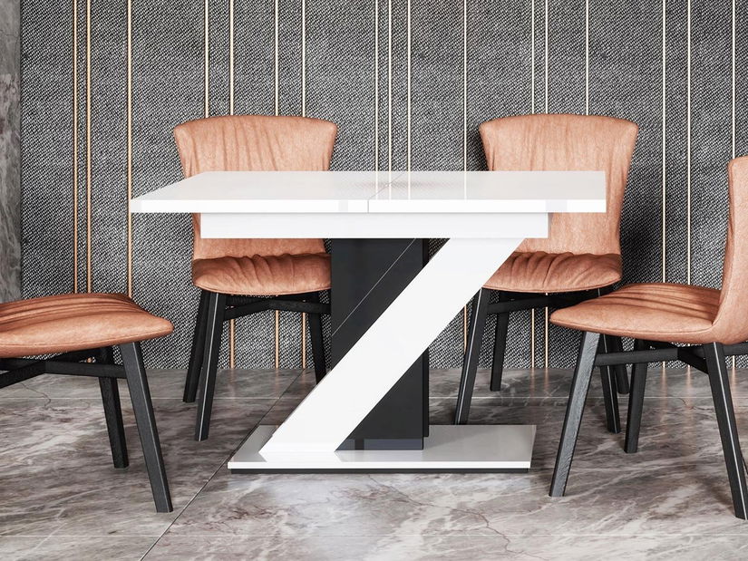 Moderni stol Exalior (bijeli sjaj + crni sjaj) *rasprodaja