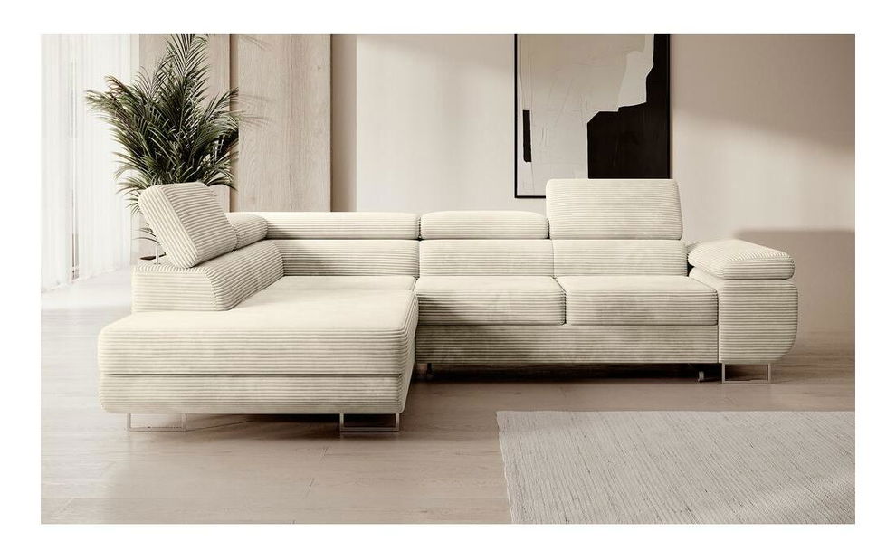 Kutna garnitura Stiletto (L) (svijetlobež + srebrna)