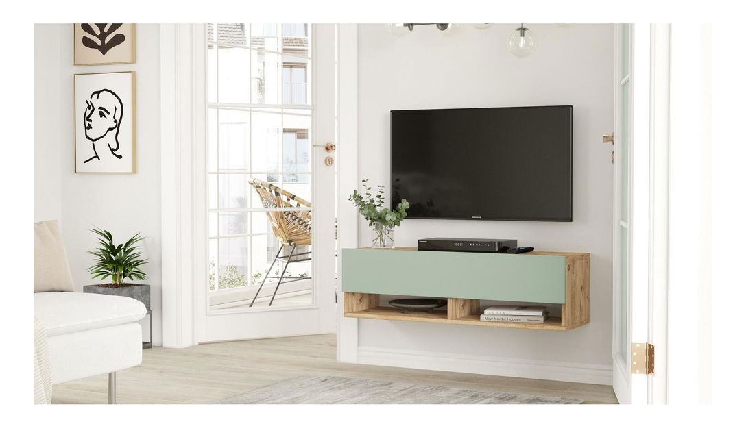 TV asztal/Szekrény France 13 (atlanti fenyő + zöld) 