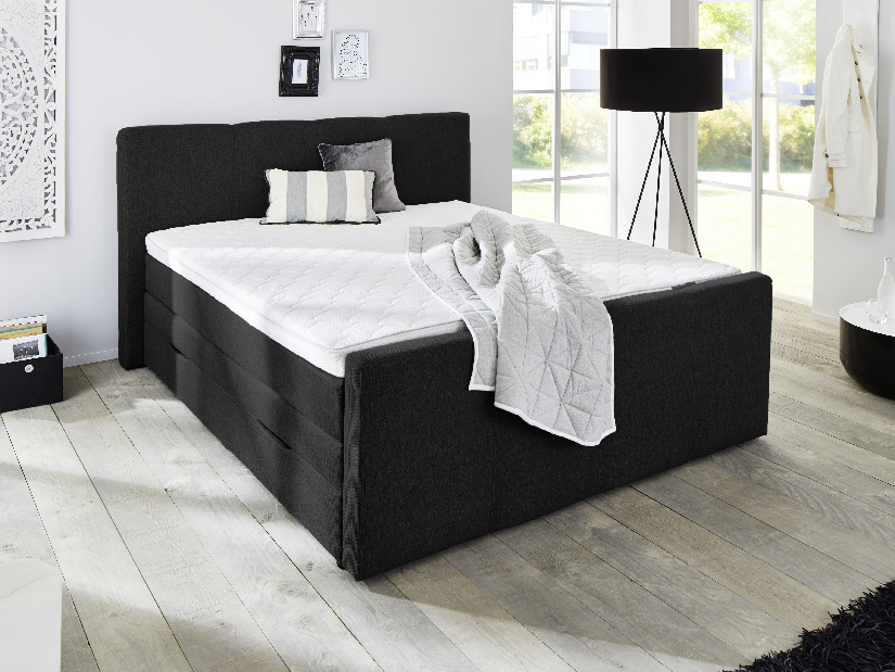 Manželská posteľ Boxspring 180 cm Thalia 1110 (antracit) (s matracmi)