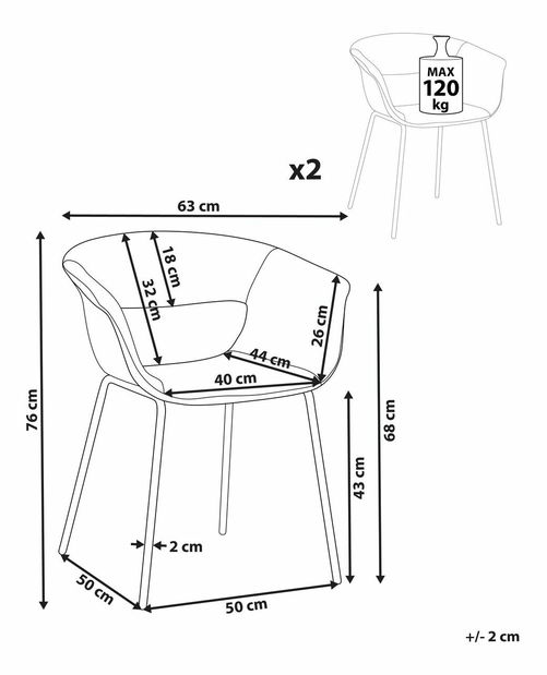 Set 2 ks jedálenských stoličiek Ezra (sivá)