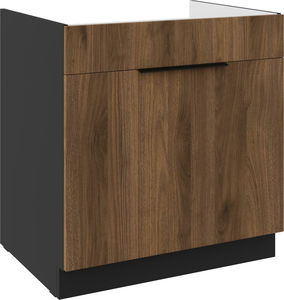 Dolná kuchynská skrinka pod drez Manana 80 ZL 1S BB (korpus: čierna matná + front: orech okapi)