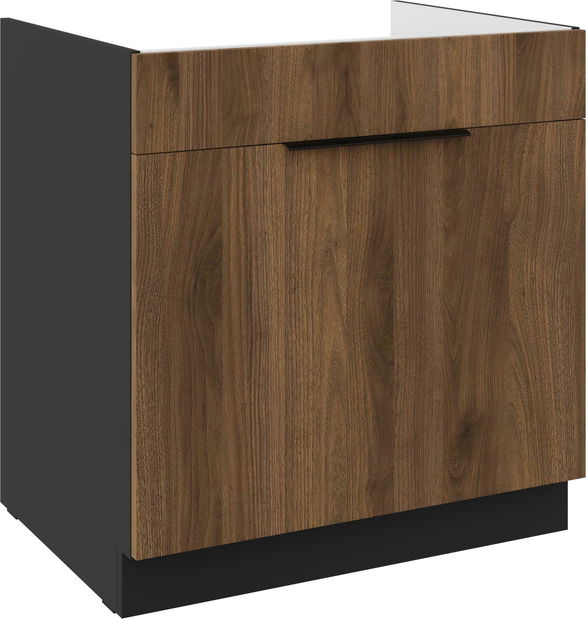 Dulap inferior de bucătărie pod drez Manana 80 ZL 1S BB (Cadru: negru mat + front: nuc okapi)