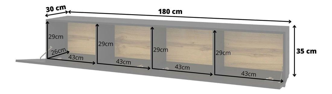 Tv stolík/skrinka Avernic Typ 40 (onyx čierna + dub wotan)