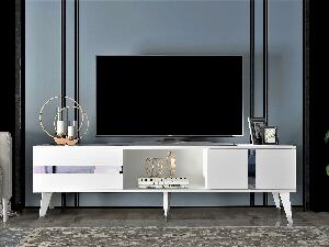 TV asztal/szekrény Vekika 2 (fehér + ezüst) 