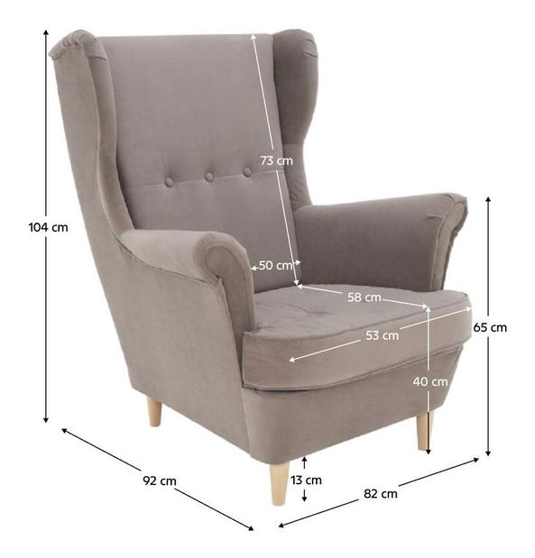 Kreslo ušiak Repetidas (béžovosivá + buk) 