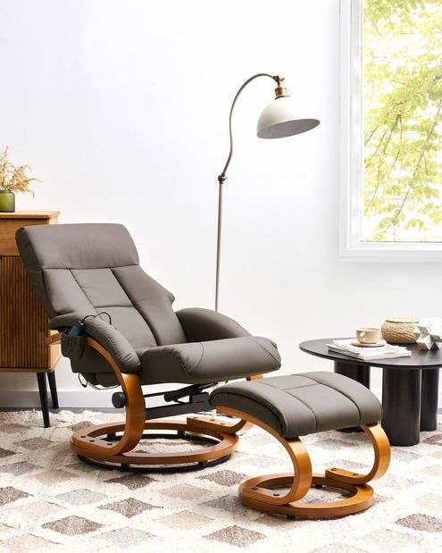 Masážne kreslo FARTE (umelá koža) (hnedá)