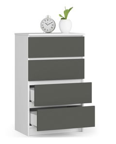 Comodă Kaelan (alb + grafit gri)