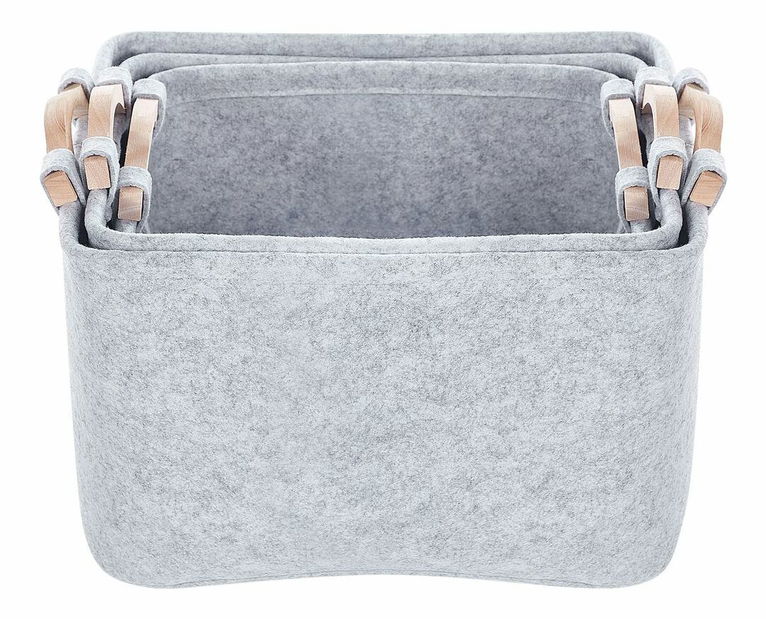 Set 3 buc coșuri Bienvenidi (gri)