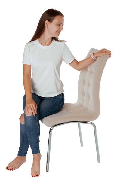 Scaun de sufragerie Harison NEW (bej + Crom)