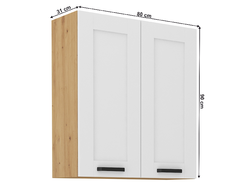 Horná skrinka Lesana 2 (biela + dub artisan) 80 G-90 2 F 