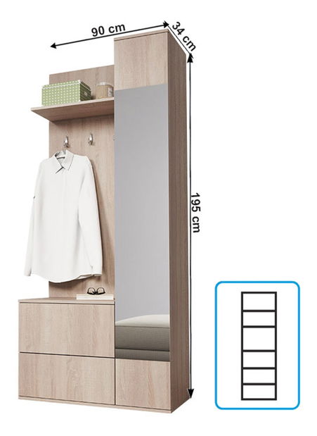 Garnitura za predsoblje Gadiel (hrast sonoma) 