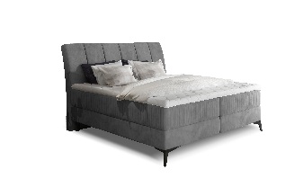 Manželská posteľ Boxspring 160 cm Alberto (tmavosivá) (s matracmi)