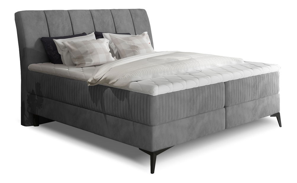 Manželská posteľ Boxspring 180 cm Alberto (tmavosivá) (s matracmi)