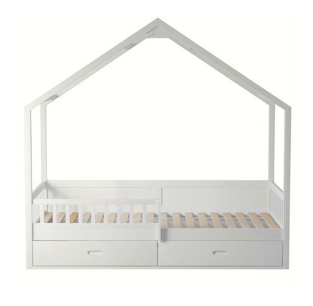 Dječji krevet 90 cm Burgues (bijela) (sa podnicom) (sa prostorom za odlaganje)