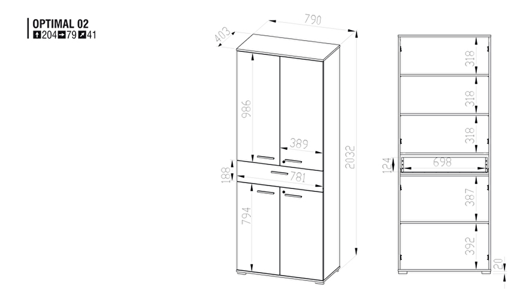 Policová skriňa Optimal 2