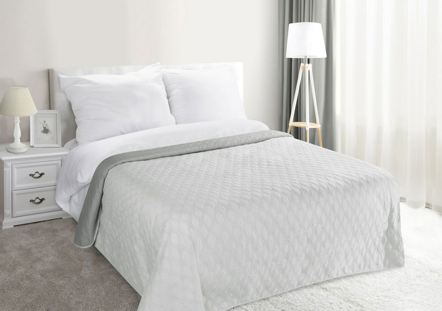 Prehoz na posteľ 210x170 cm Viki (biela + strieborná)